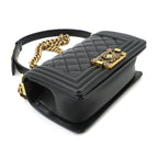 Chanel Boy Small Chain Shoulder Bag Lambskin Black Gold — view 4
