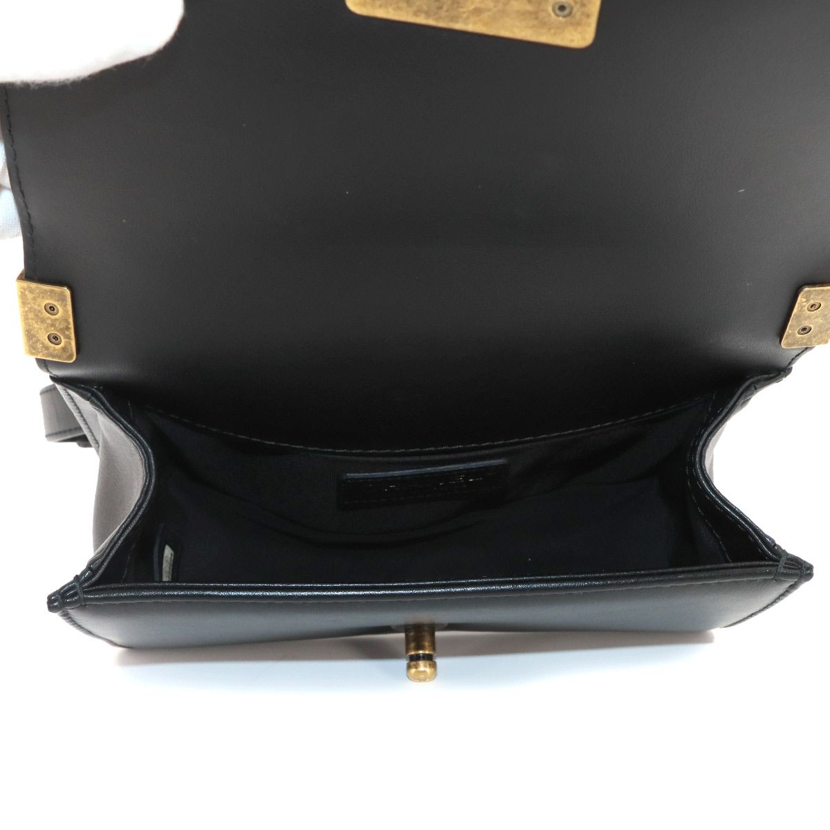 Chanel Boy Small Chain Shoulder Bag Lambskin Black Gold — view 7