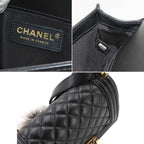 Chanel Boy Small Chain Shoulder Bag Lambskin Black Gold — view 8