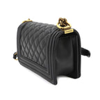 Chanel Boy Small Chain Shoulder Bag Lambskin Black Gold — view 3