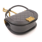Chanel Boy Small Chain Shoulder Bag Caviar Leather Gray — view 4