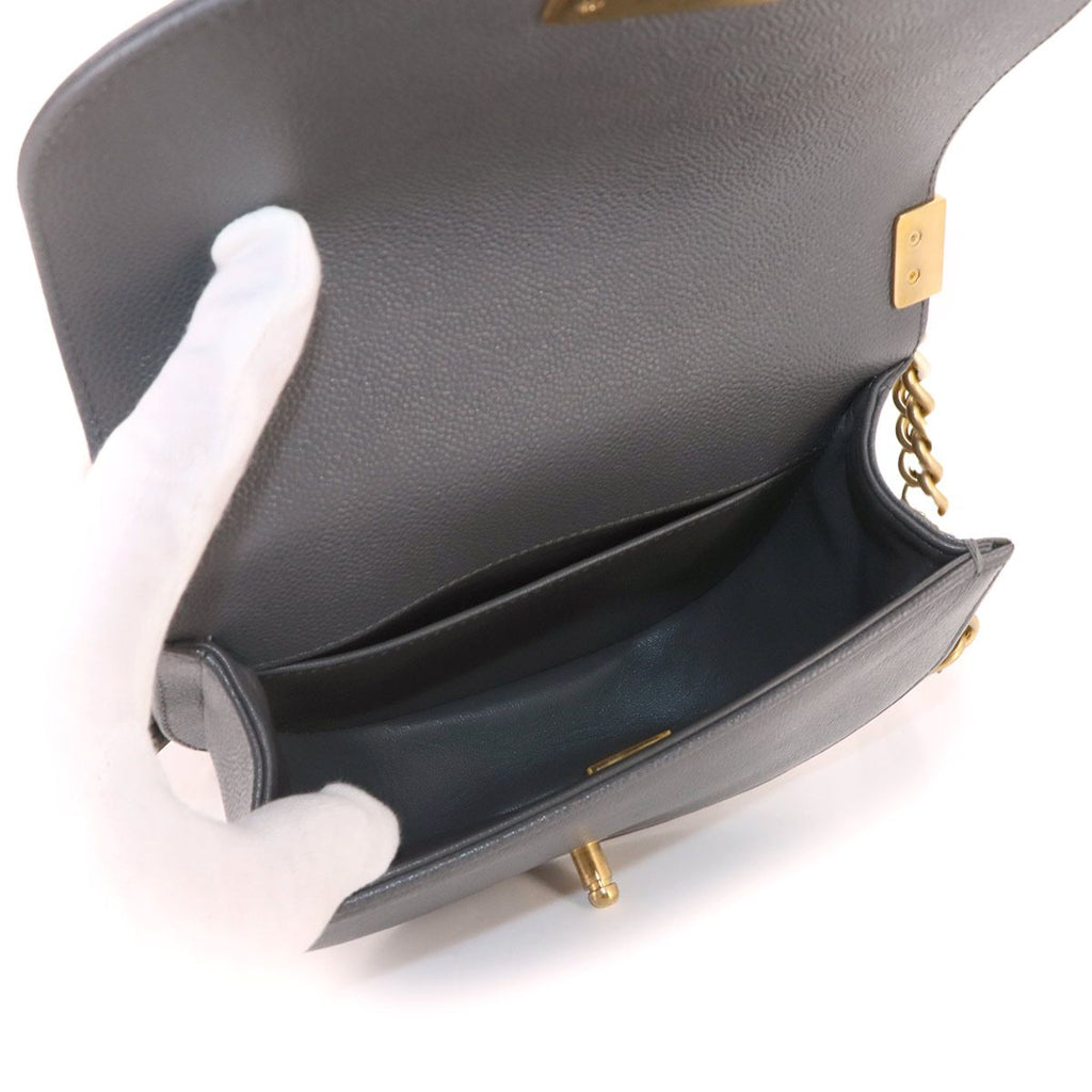 Chanel Boy Small Chain Shoulder Bag Caviar Leather Gray — view 6