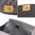 Chanel Boy Small Chain Shoulder Bag Caviar Leather Gray — view 8