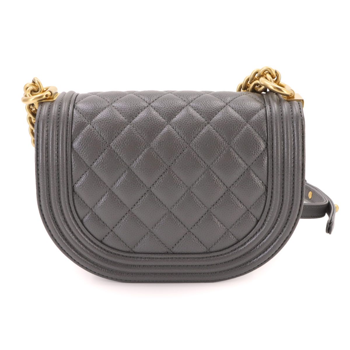 Chanel Boy Small Chain Shoulder Bag Caviar Leather Gray — view 2