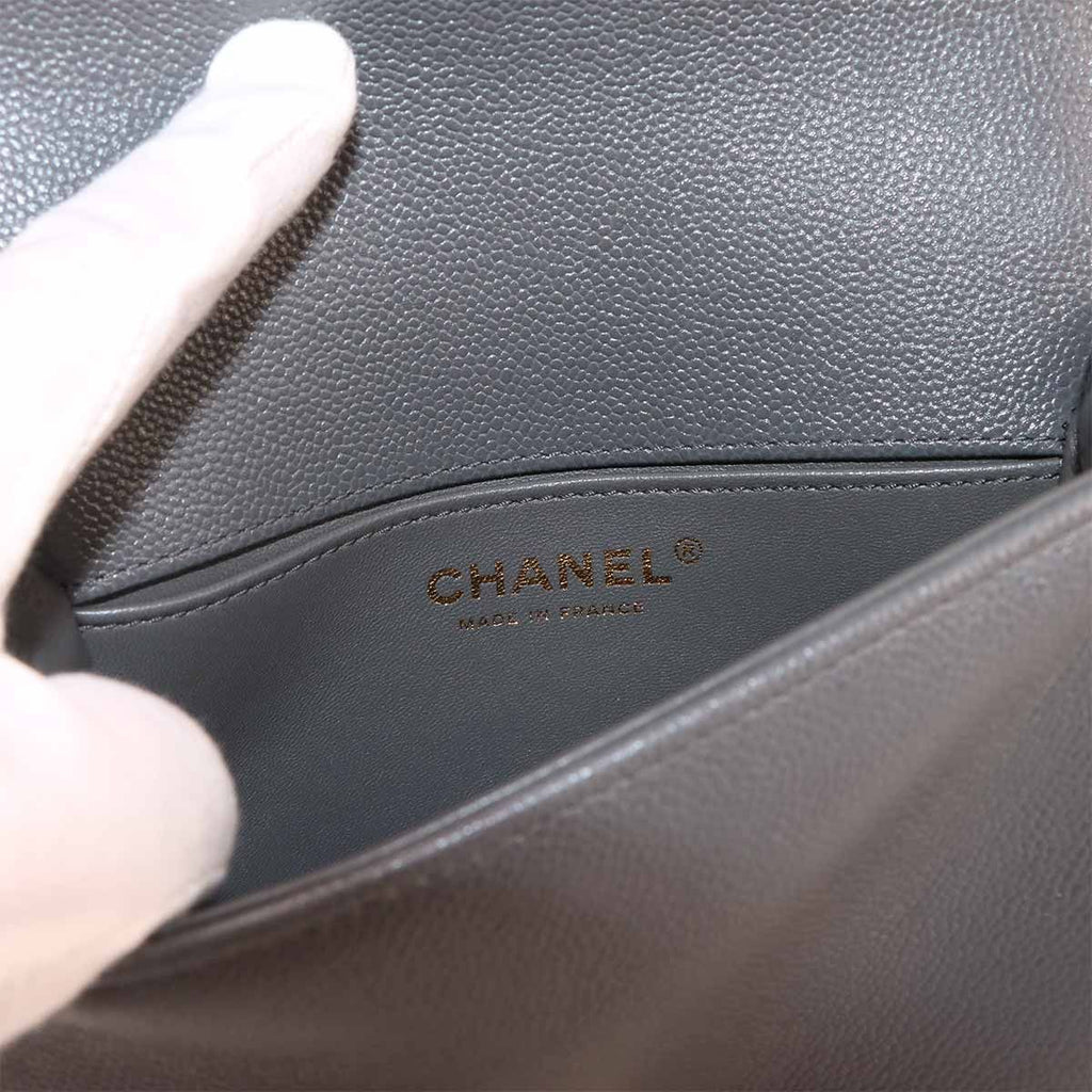 Chanel Boy Small Chain Shoulder Bag Caviar Leather Gray — view 7