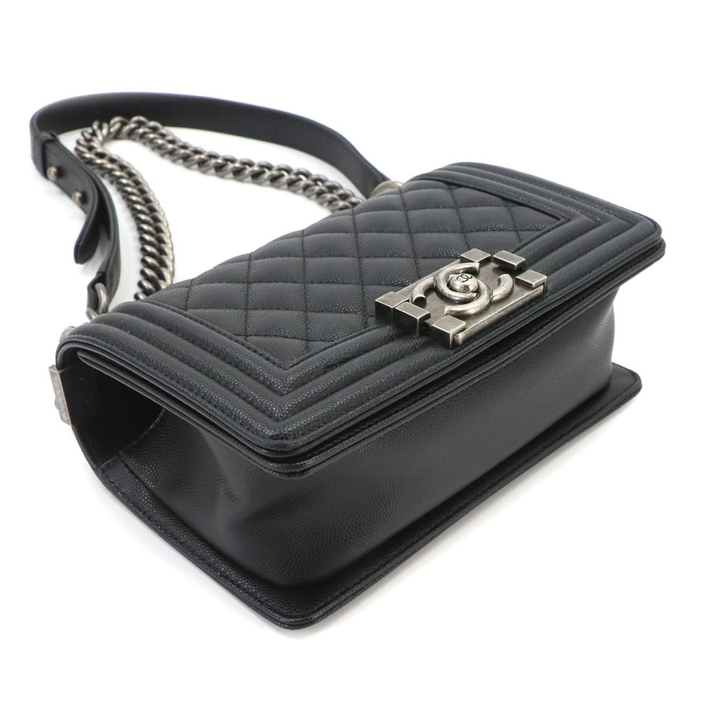 Chanel Boy Small Chain Shoulder Bag Caviar Leather Black — view 4