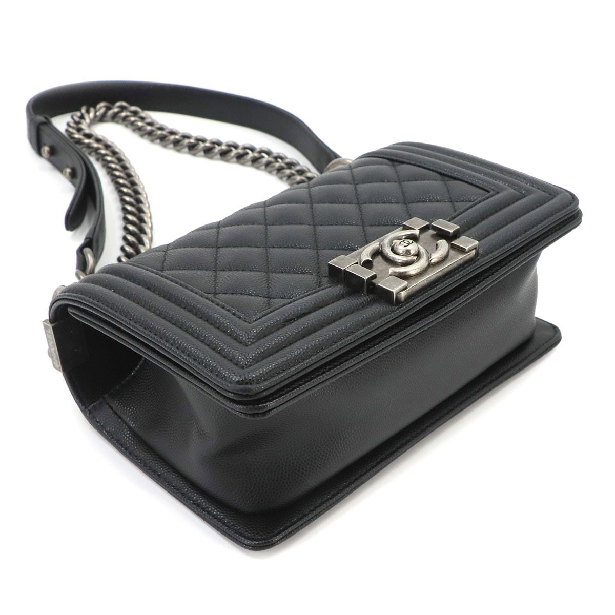 Chanel Boy Small Chain Shoulder Bag Caviar Leather Black — view 4