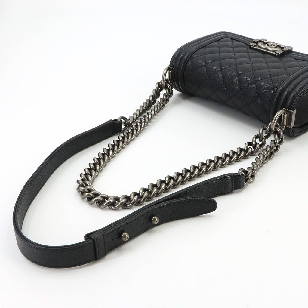 Chanel Boy Small Chain Shoulder Bag Caviar Leather Black — view 5