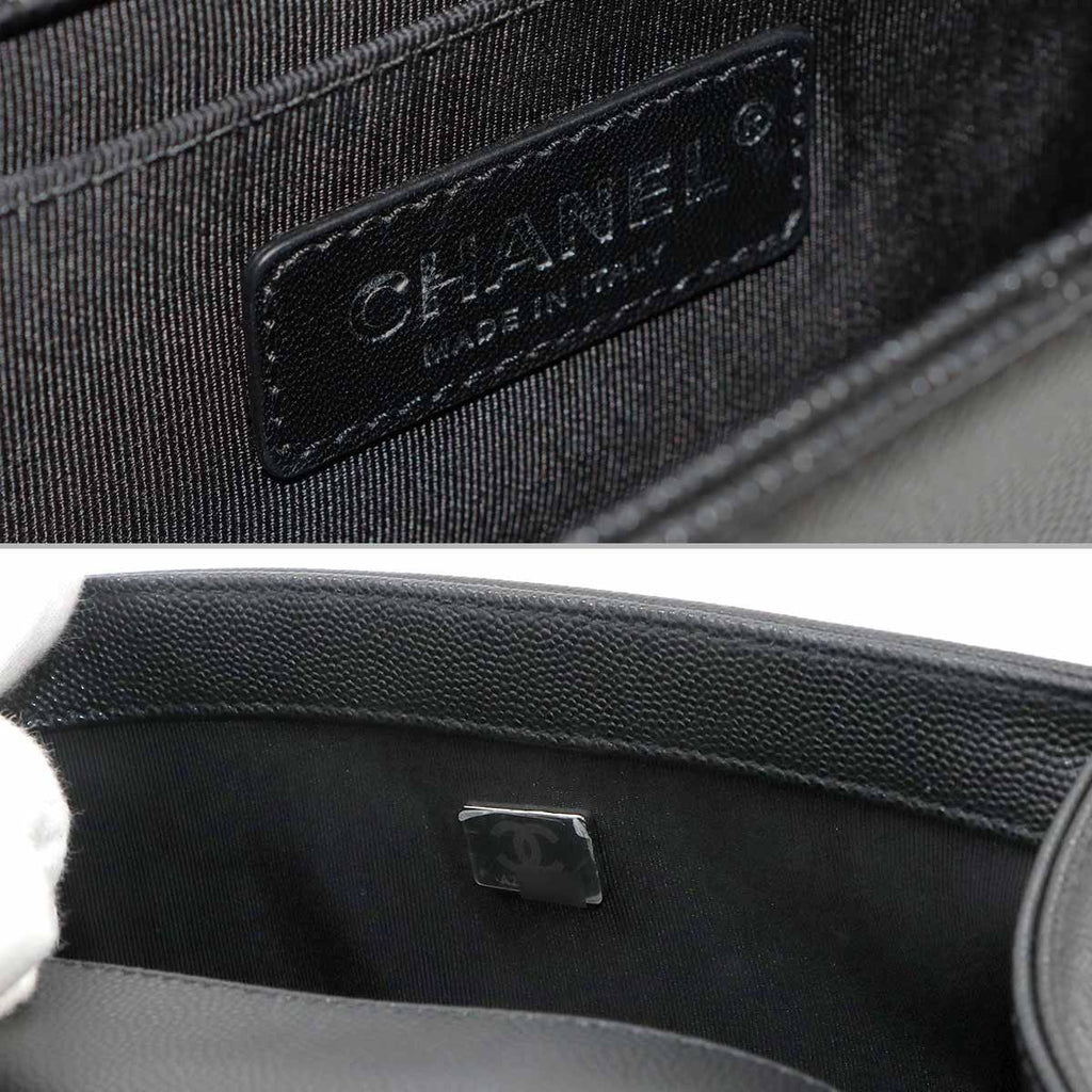 Chanel Boy Small Chain Shoulder Bag Caviar Leather Black — view 8