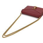 Saint Laurent Cassandra Envelope Chain Shoulder Bag Leather Red Gold — view 5