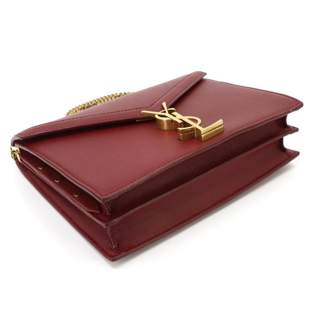 Saint Laurent Cassandra Envelope Chain Shoulder Bag Leather Red Gold — view 4