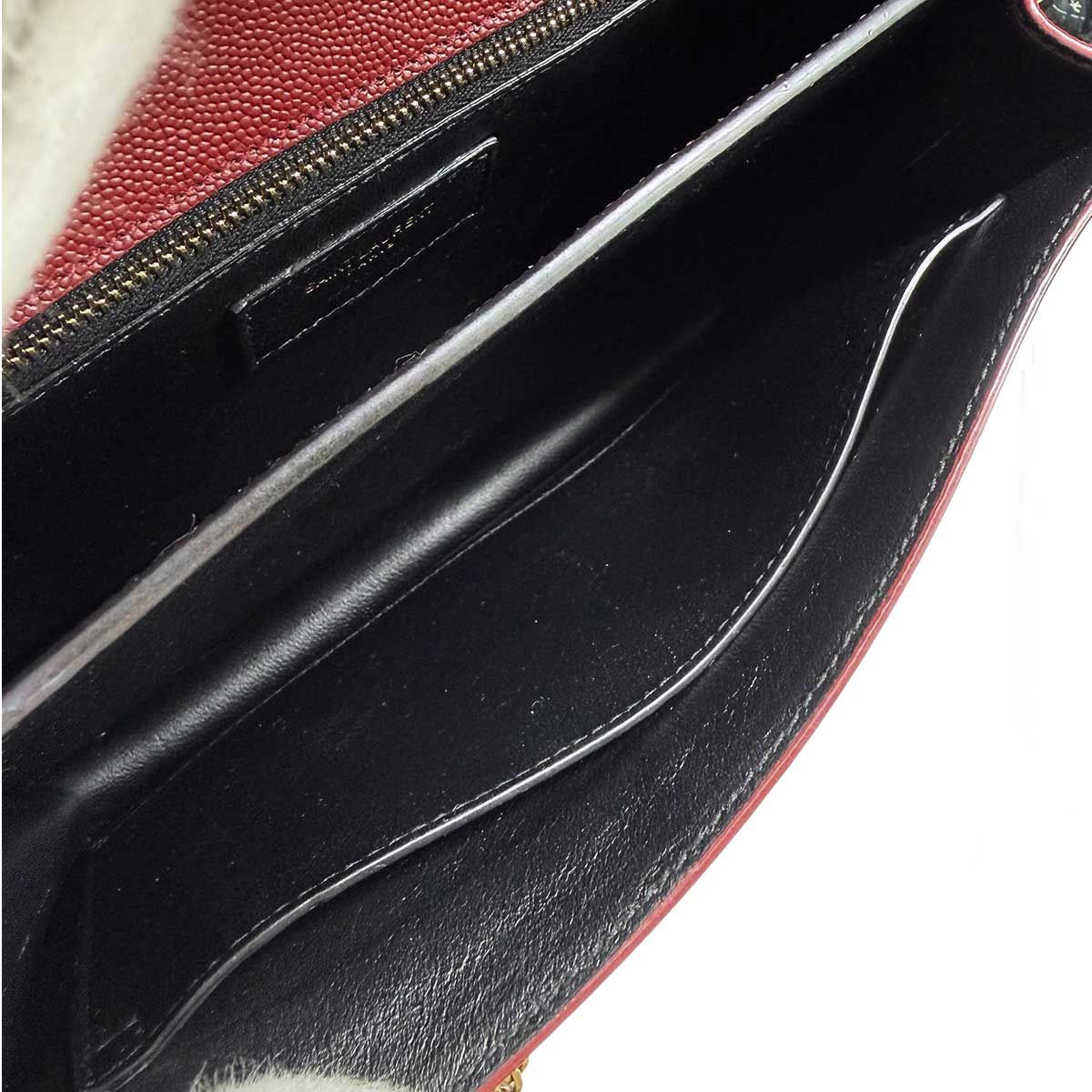 Saint Laurent Cassandra Envelope Chain Shoulder Bag Leather Red Gold — view 7