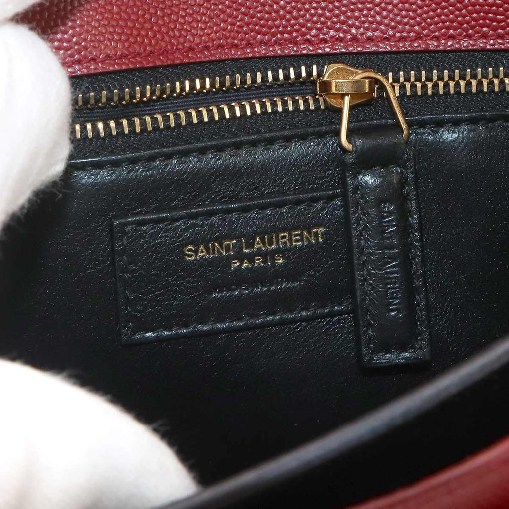 Saint Laurent Cassandra Envelope Chain Shoulder Bag Leather Red Gold — view 8