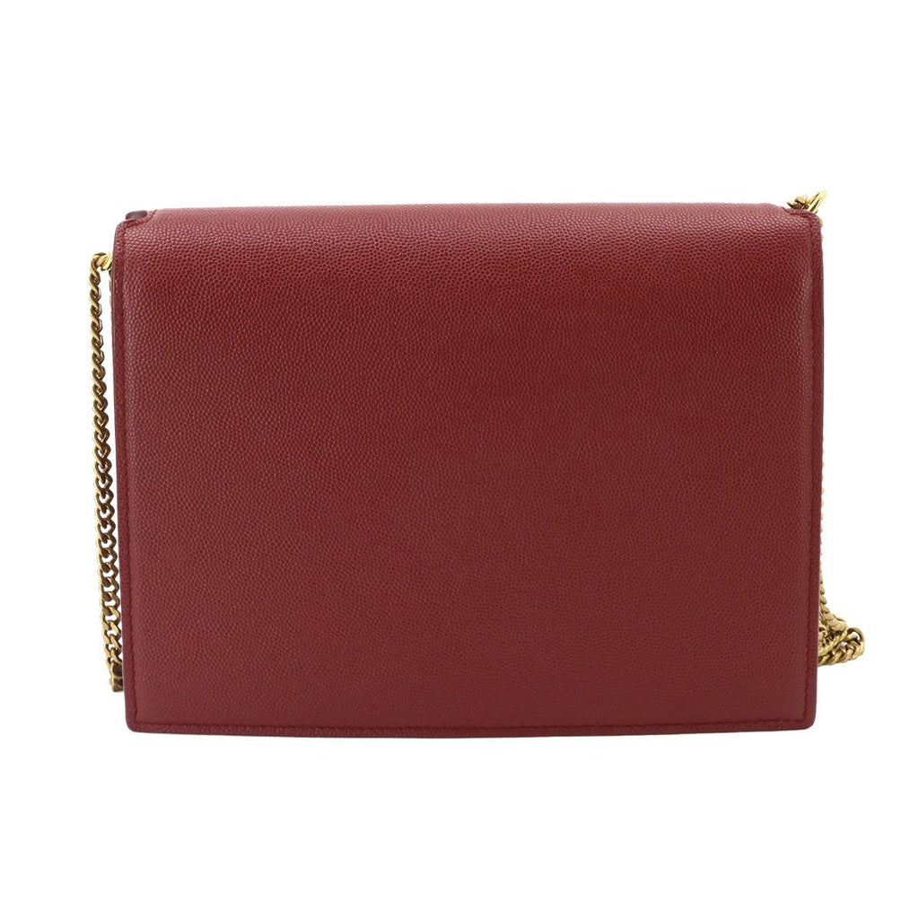 Saint Laurent Cassandra Envelope Chain Shoulder Bag Leather Red Gold — view 2