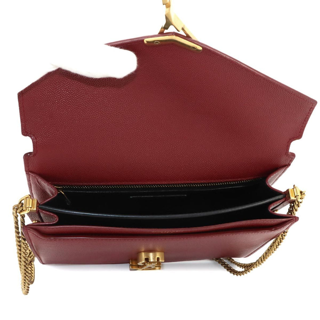 Saint Laurent Cassandra Envelope Chain Shoulder Bag Leather Red Gold — view 6