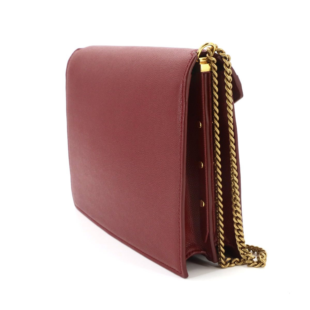 Saint Laurent Cassandra Envelope Chain Shoulder Bag Leather Red Gold — view 3