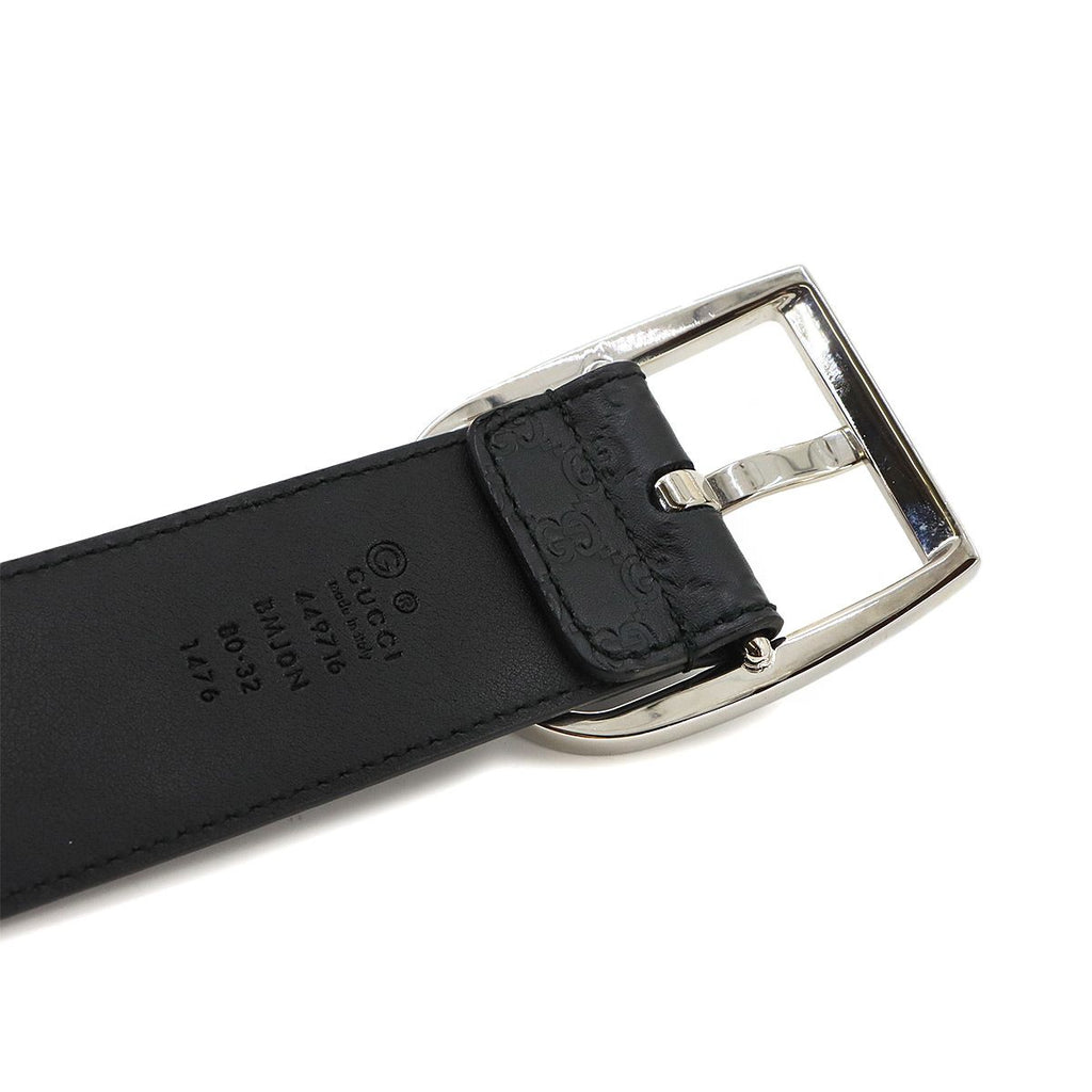Gucci Micro Guccissima Belt Leather Black 80 Silver — view 6