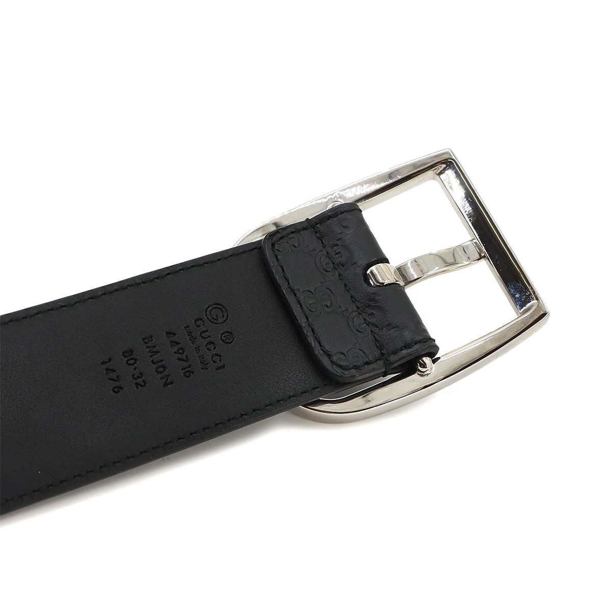 Gucci Micro Guccissima Belt Leather Black 80 Silver — view 6