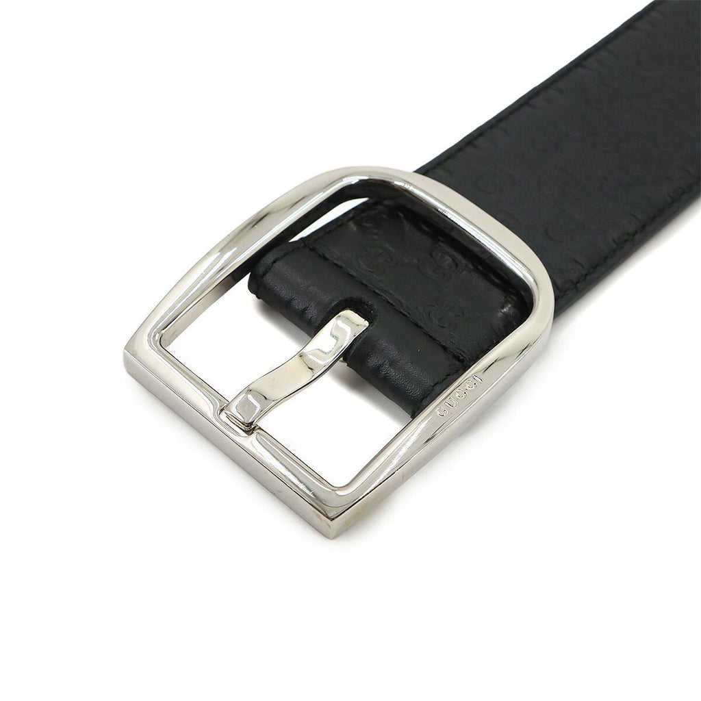 Gucci Micro Guccissima Belt Leather Black 80 Silver — view 5