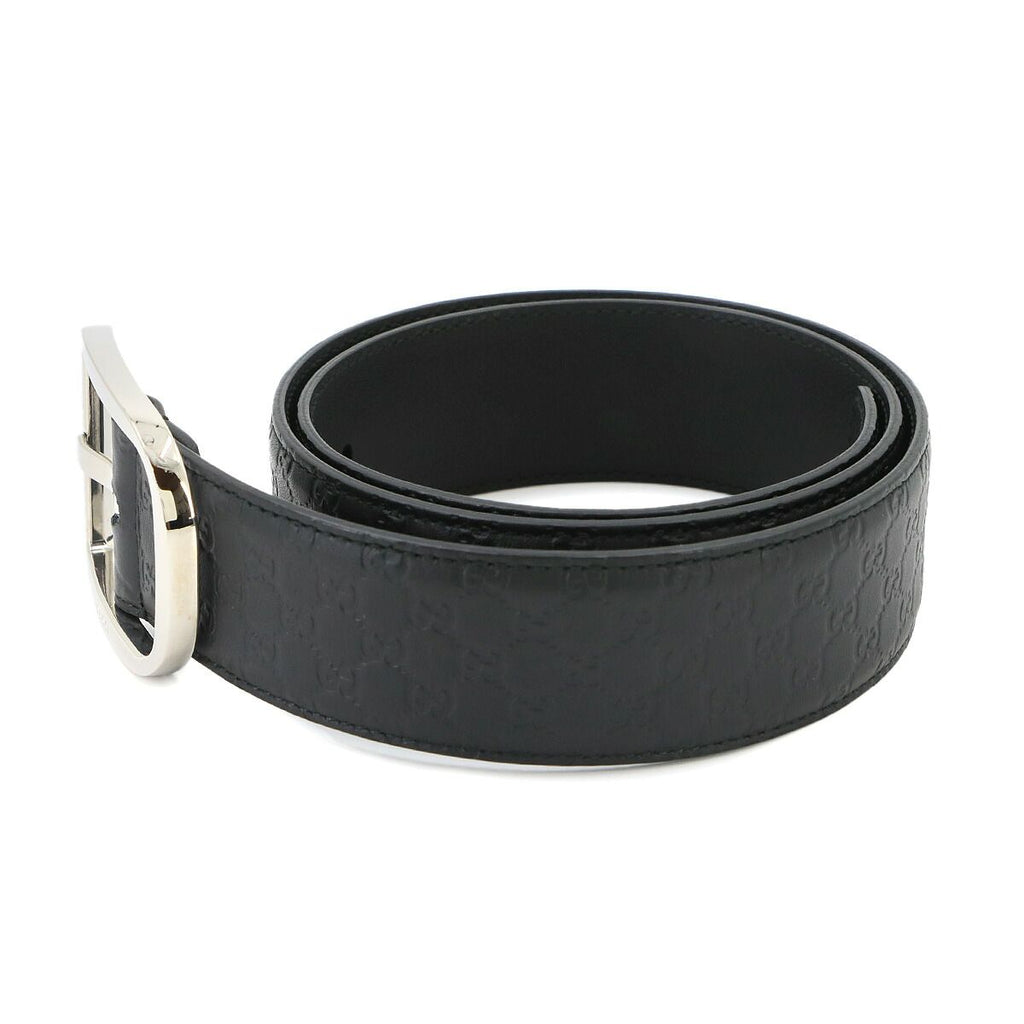 Gucci Micro Guccissima Belt Leather Black 80 Silver — view 3