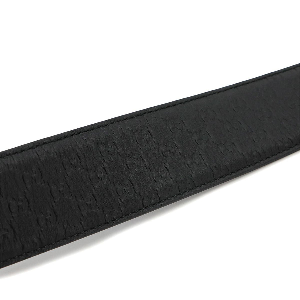 Gucci Micro Guccissima Belt Leather Black 80 Silver — view 4