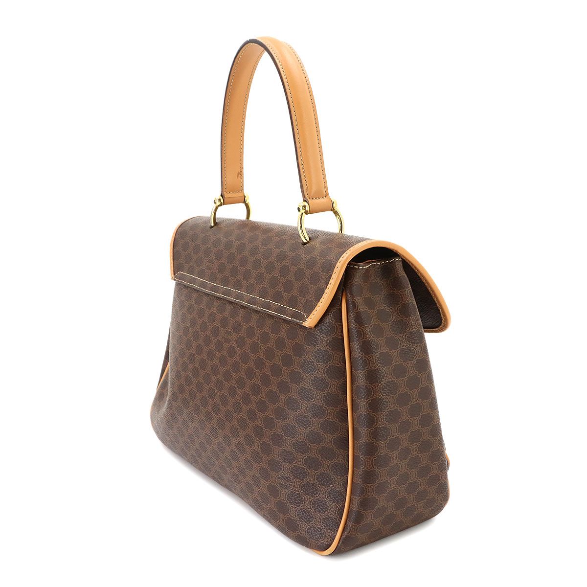 Celine Macadam Hand Bag Leather Brown Gold Vintage — view 3