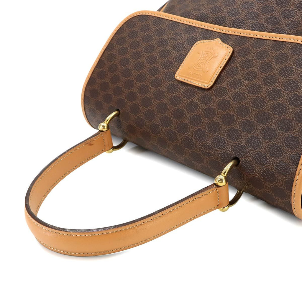 Celine Macadam Hand Bag Leather Brown Gold Vintage — view 5