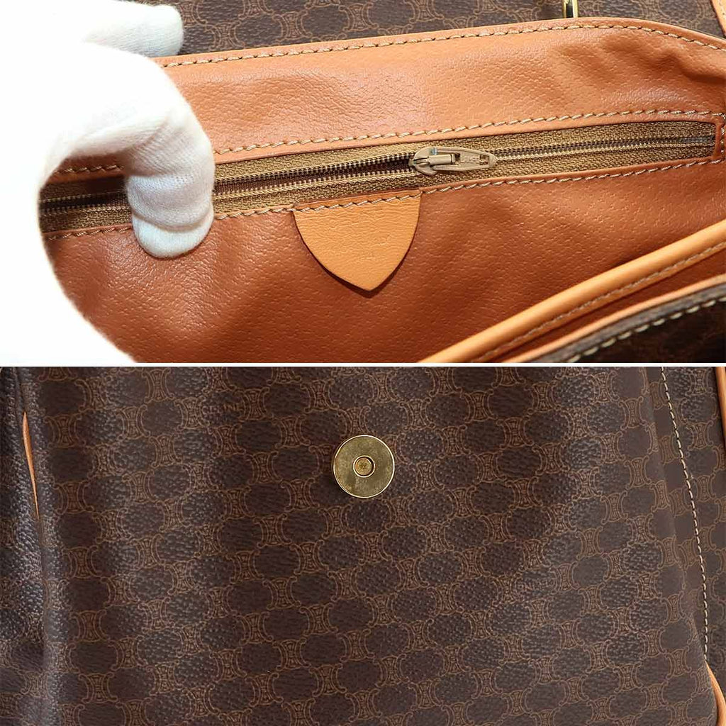 Celine Macadam Hand Bag Leather Brown Gold Vintage — view 7