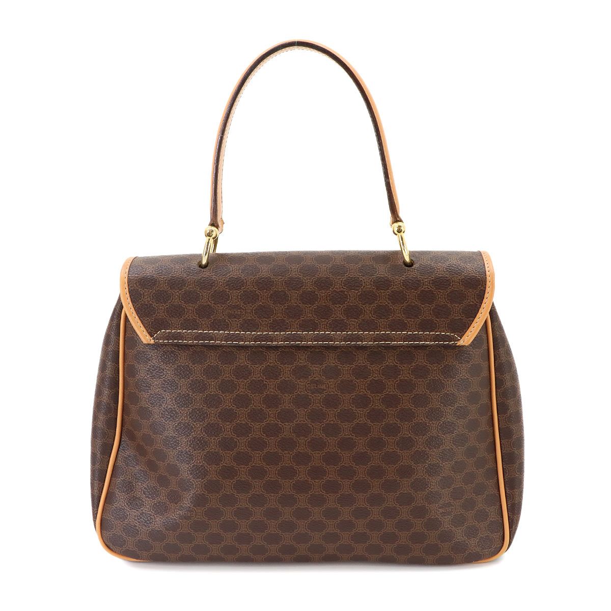 Celine Macadam Hand Bag Leather Brown Gold Vintage — view 2