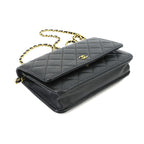 Chanel Quilted Classic Chain Wallet Caviar Leather Black Gold Shoulder Bag — view 4