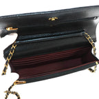 Chanel Quilted Classic Chain Wallet Caviar Leather Black Gold Shoulder Bag — view 6