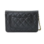 Chanel Quilted Classic Chain Wallet Caviar Leather Black Gold Shoulder Bag — view 2