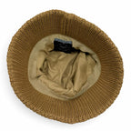 Prada Wool Bucket Hat 100% Triangle Logo Cable Knit Camel — view 5