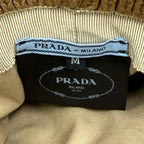 Prada Wool Bucket Hat 100% Triangle Logo Cable Knit Camel — view 7