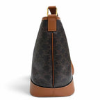 Celine Medium Bucket Triomphe Canvas Calfskin Tan Shoulder Bag Brown — view 5