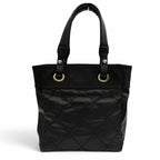 Chanel Paris Biarritz PM CC Logo Leather Tote Black — view 3