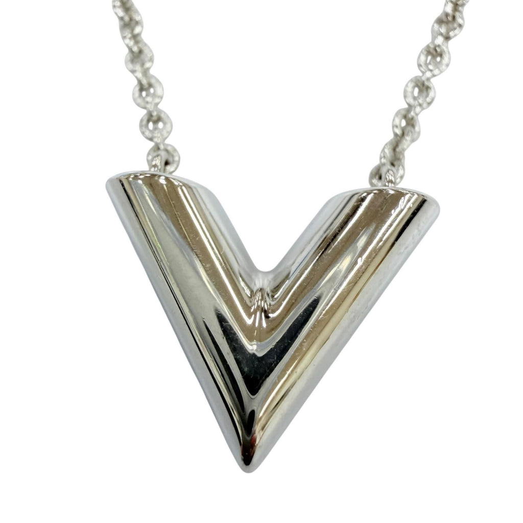 Louis Vuitton Necklace Essential V LV Circle Logo Silver — view 3