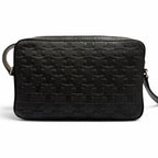 Celine Leather Triomphe Medium Messenger Shoulder Bag Black Silver — view 4
