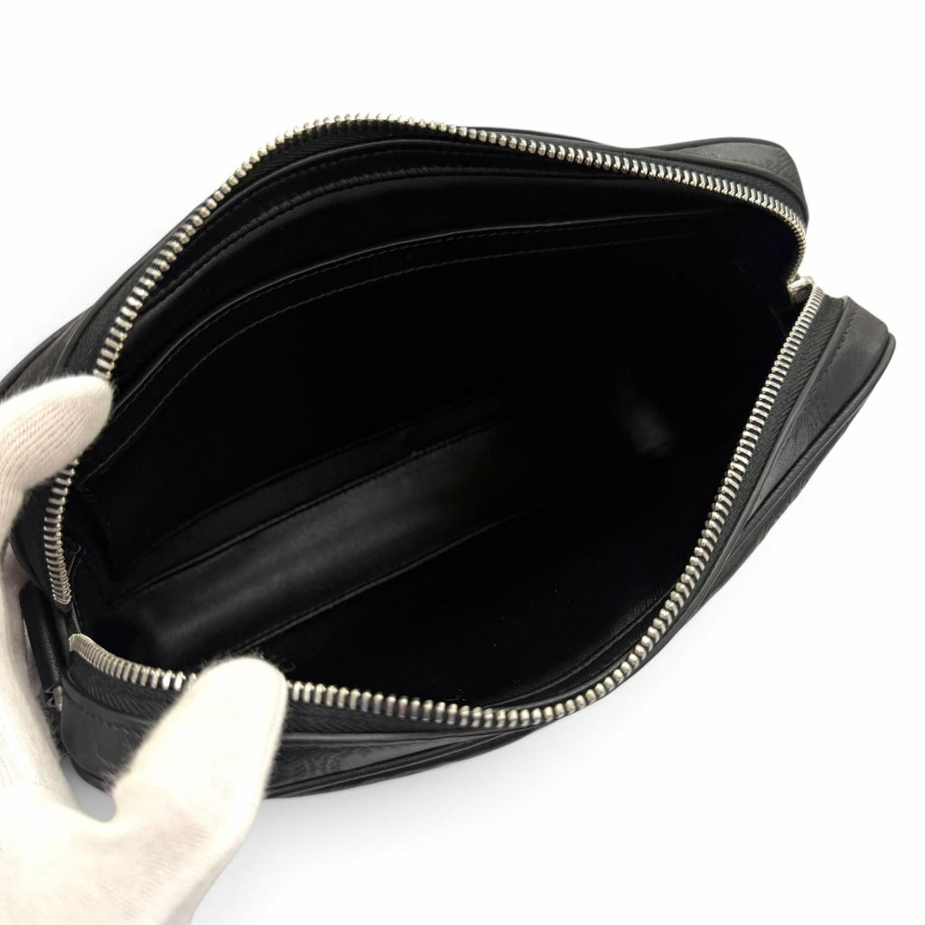 Celine Leather Triomphe Medium Messenger Shoulder Bag Black Silver — view 7