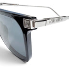 Louis Vuitton LV Rise Square Monogram Sunglasses Black Silver Demo Lens Eyewear — view 8