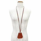 Hermes Vintage Togo Brick Silver Martin Margiela Era Clochette Necklace Brown — view 2