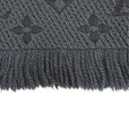 Louis Vuitton Logomania Scarf Wool Silk Monogram Dark Gray — view 6