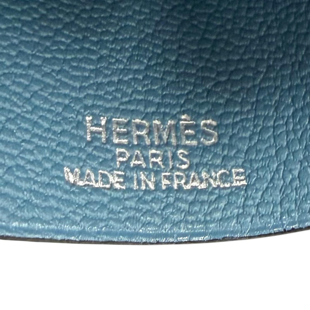 Hermes Vintage Clochette Blue Jean Veau Swift Pendant Necklace — view 7
