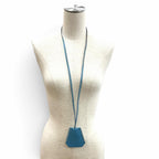 Hermes Vintage Clochette Blue Jean Veau Swift Pendant Necklace — view 2