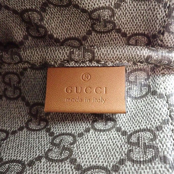 Gucci Clutch Logo Facul Beige Brown Cotton Linen — view 6
