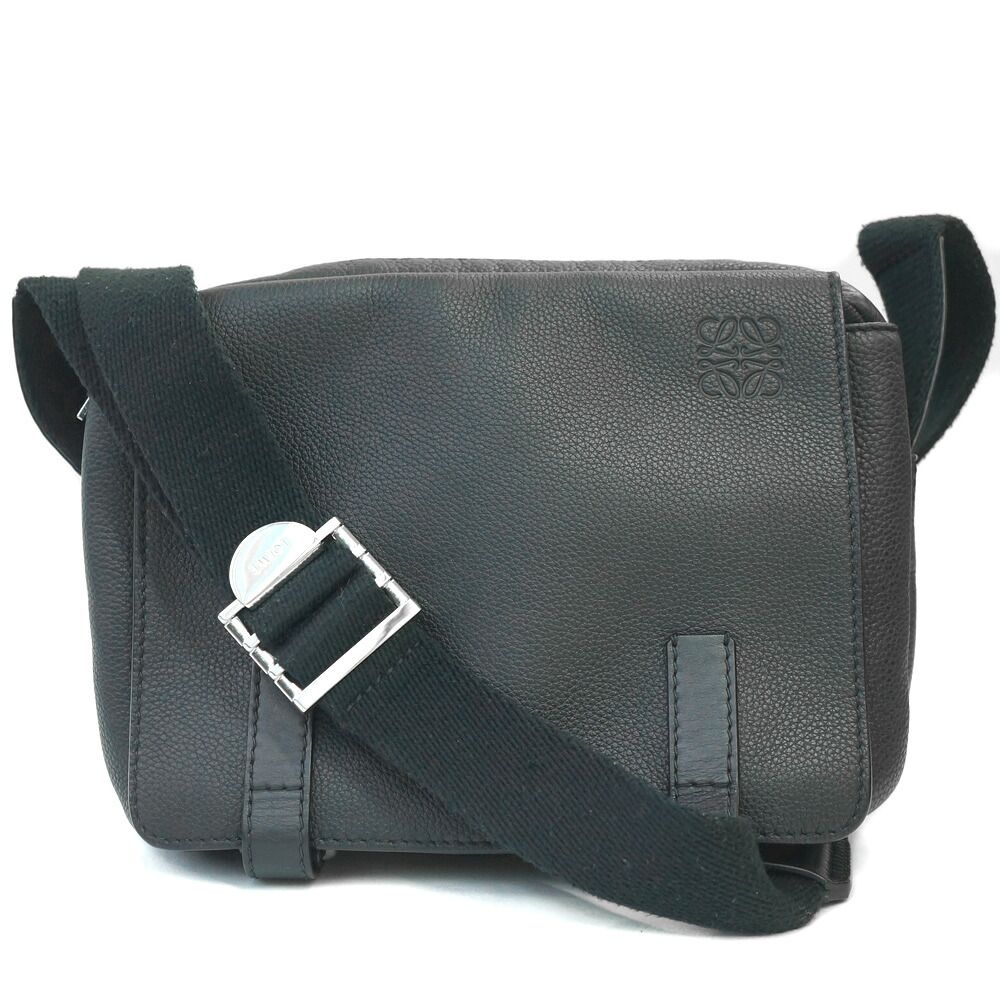 Loewe Military Messenger Bag Black Silver Leather Bags