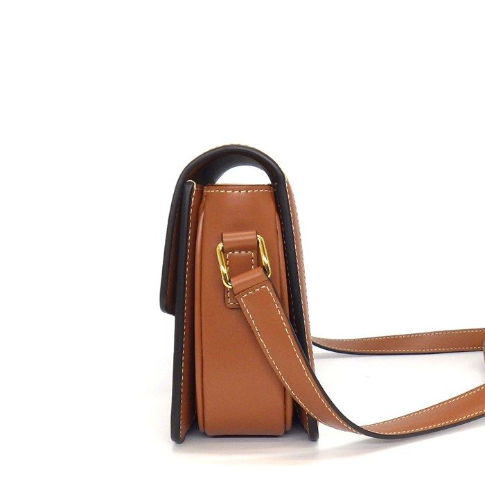 Celine Shoulder Bag Teen Triomphe Tan Canvas Calfskin — view 3