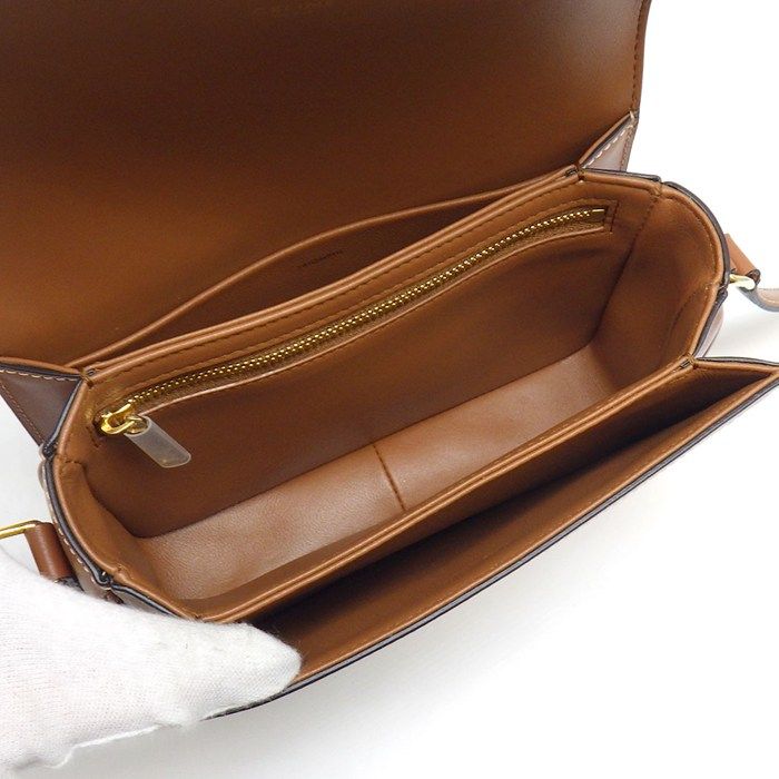 Celine Shoulder Bag Teen Triomphe Tan Canvas Calfskin — view 5