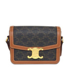 Celine Shoulder Bag Teen Triomphe Tan Canvas Calfskin