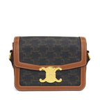 Celine Shoulder Bag Teen Triomphe Tan Canvas Calfskin